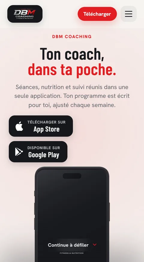 Site de DBM Coaching sur téléphone