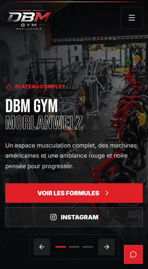 Site de DBM Gym sur téléphone